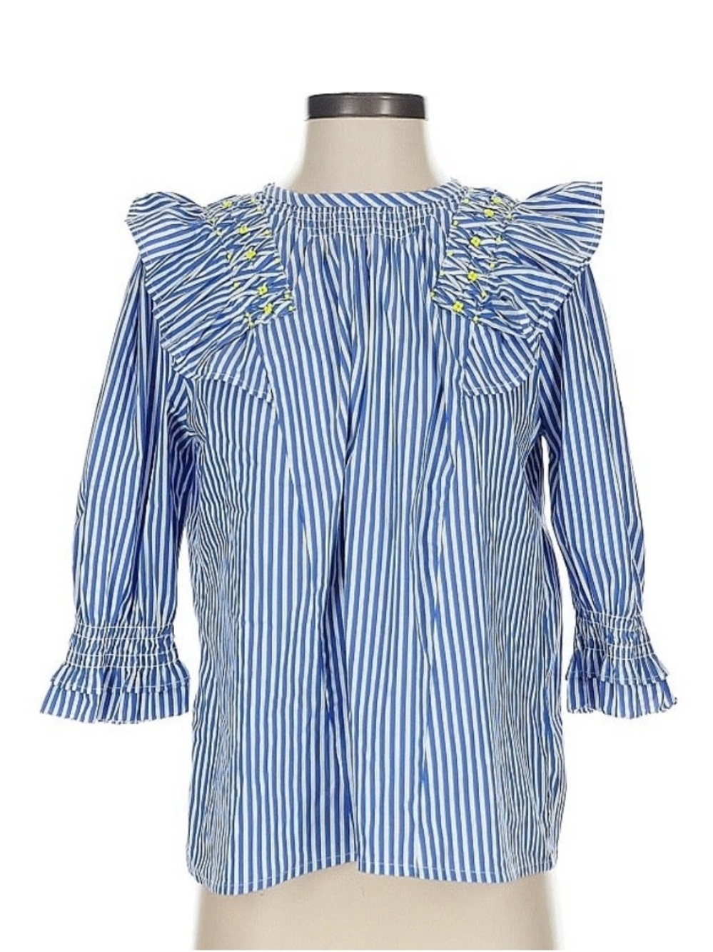 Tanya Taylor small Striped Ruffle Shoulder Blouse